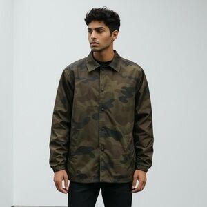 Zine Clothing Camouflage Green and Black Windbreaker Jacket‎